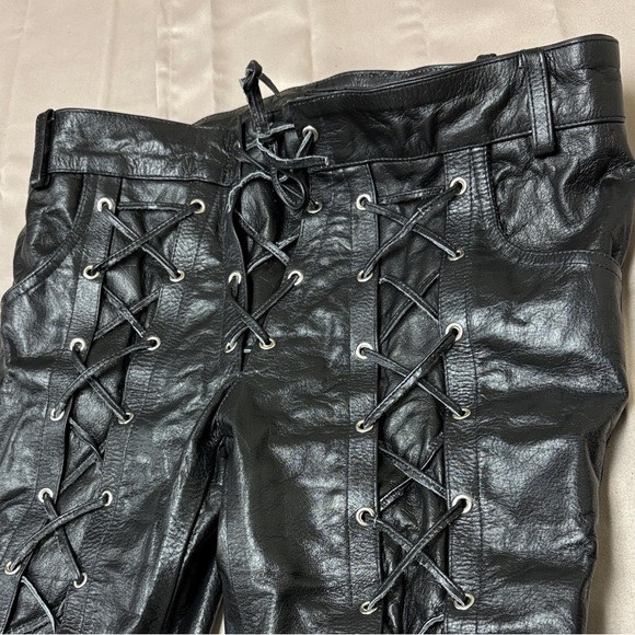 Black Motorcyle Laced Pants - Picture 5 of 6